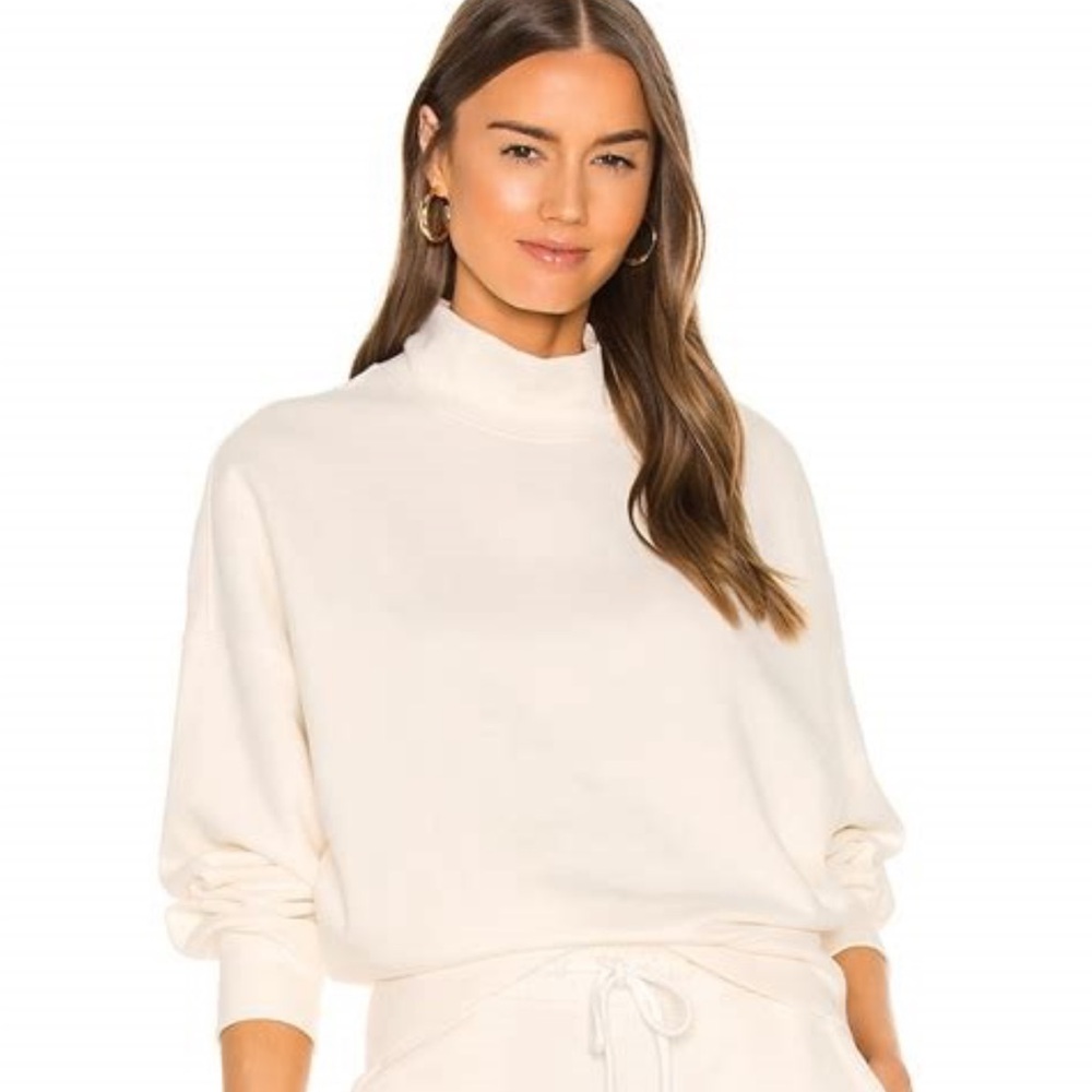Rails Blaire Mock Neck Long Sleeve Sweatshirt, cream, size XS, NWOT